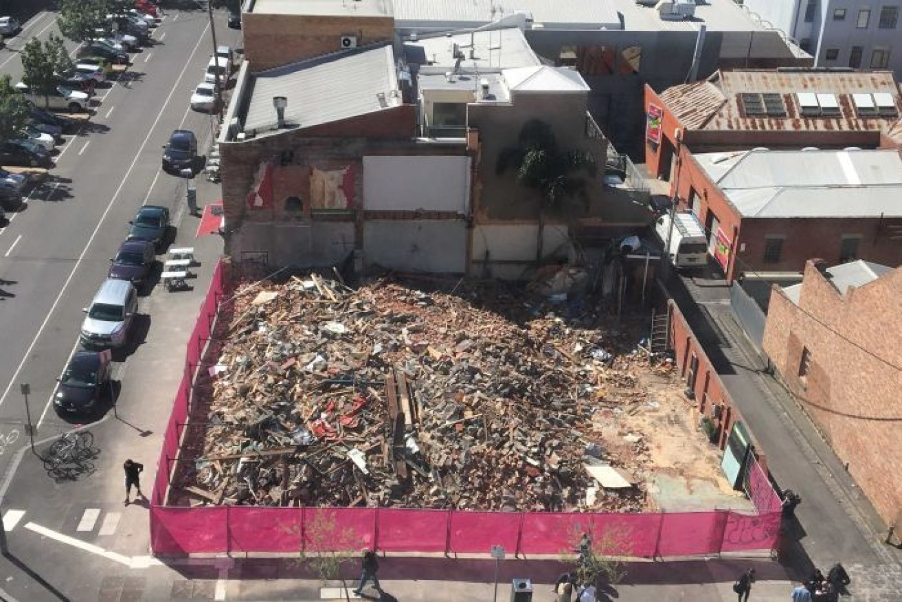 The pub, popular with students, was destroyed without a permit.