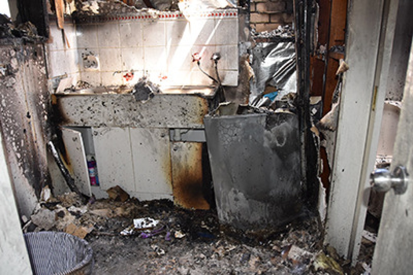 A faulty Samsung washing machine, believed to be the cause of a fire in a Melbourne home.
