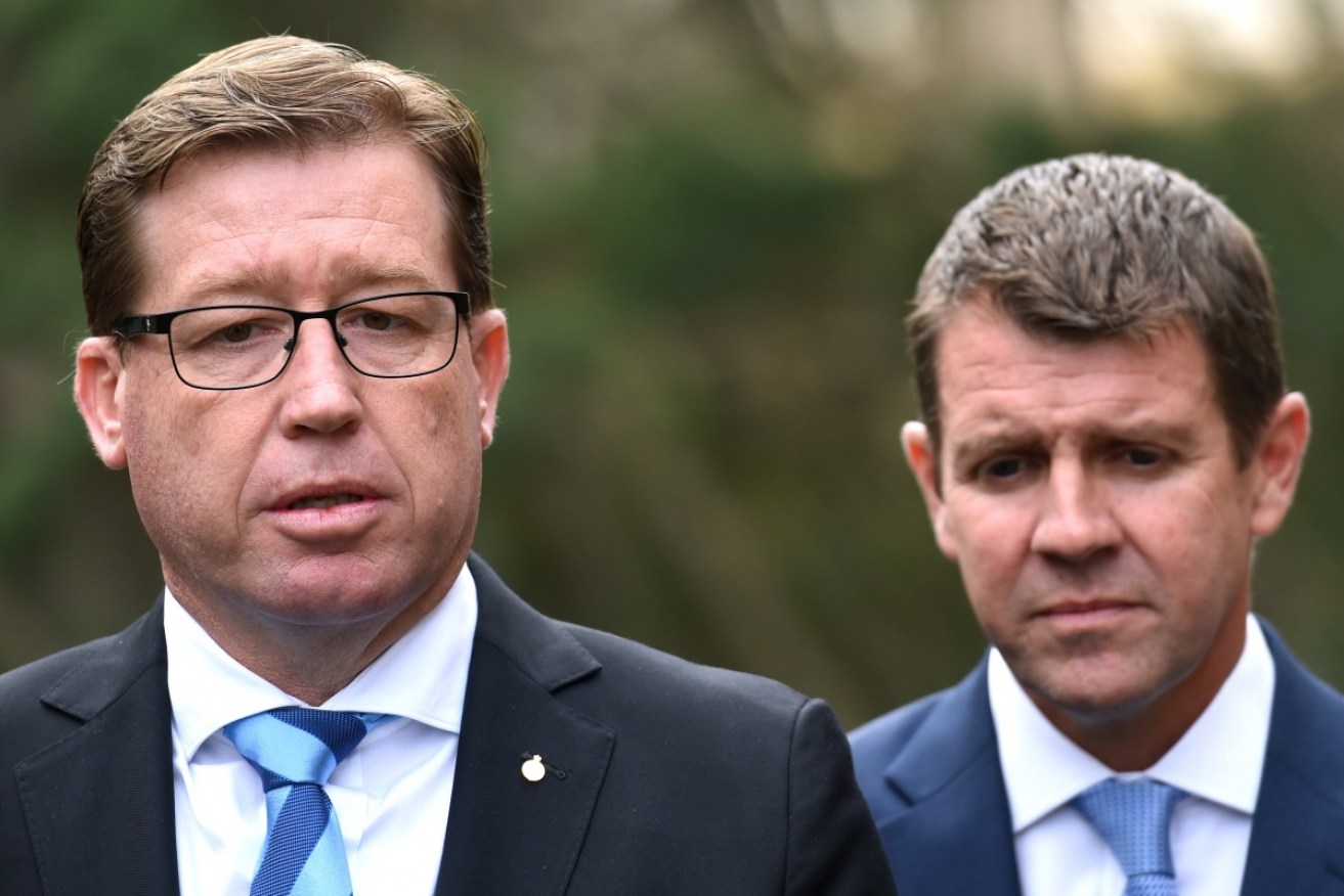 New South Wales Deputy Premier Troy Grant (left) and Premier Mike Baird will have some soul searching to do after by-election voting.