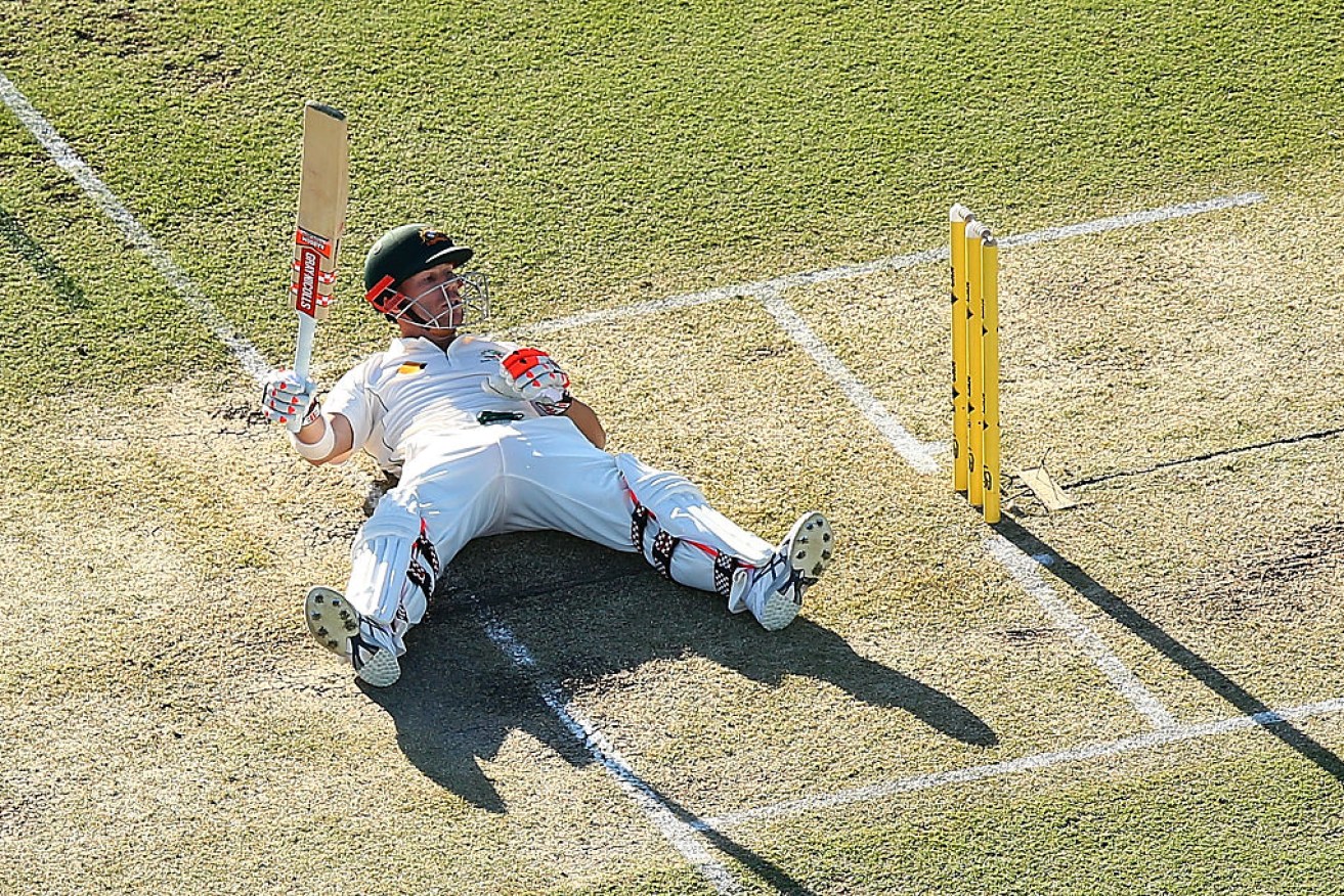 David Warner crunched the South African bowlers to all parts of the ground, finishing the day unbeaten on 73.