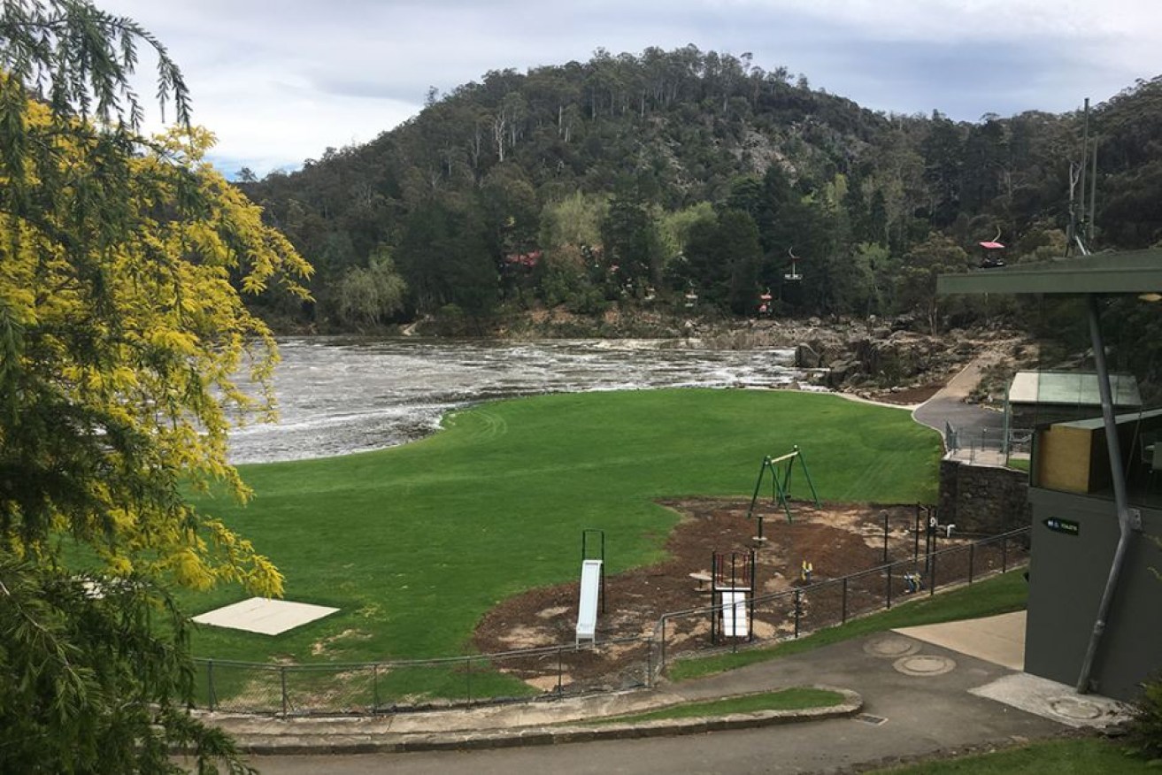 Water from the South Esk River rising at the Cataract Gorge Reserve.