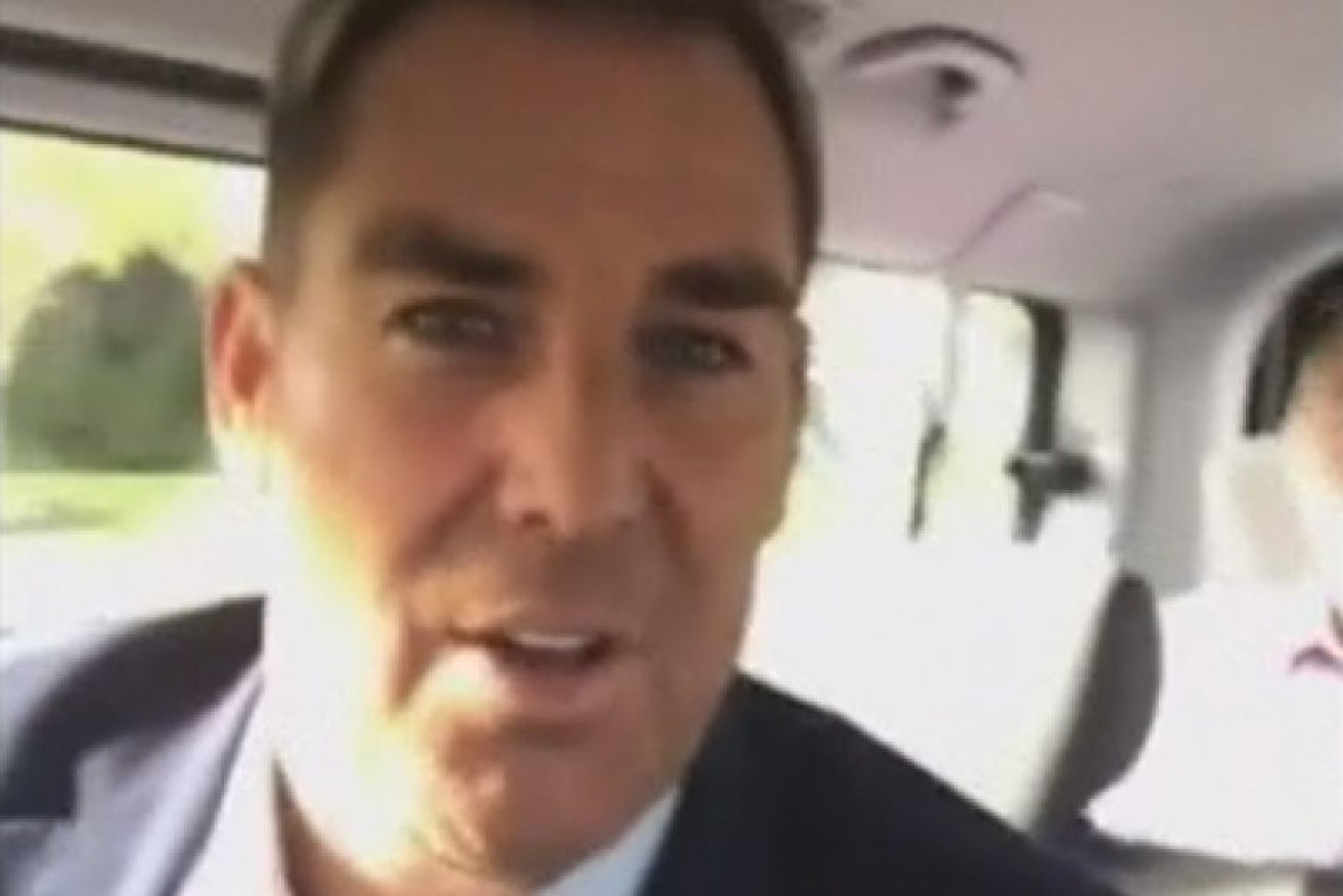 Shane Warne and fellow commentators were fined for not wearing their seatbelts.