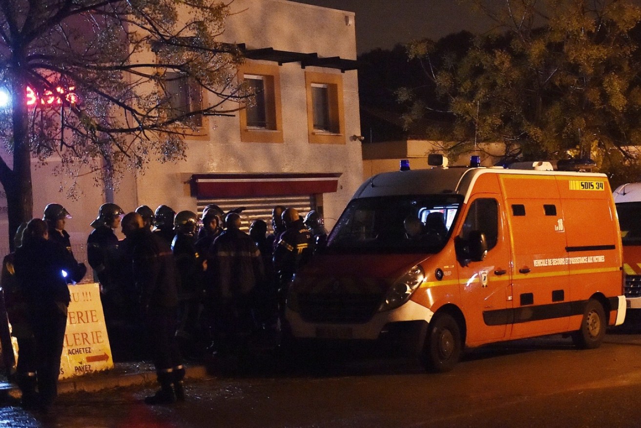 Police at a security area near a retirement home for Catholic missionaries in Montferrier sur lez, near Montpellier.