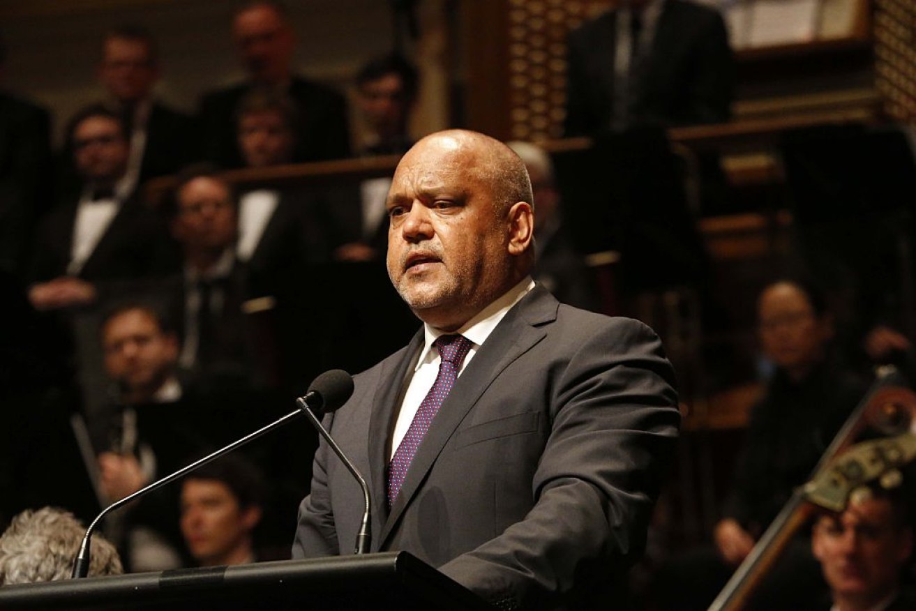Noel Pearson delivers a speech at the state memorial service for former Australian Prime Minister Gough Whitlam. Photo: Getty.