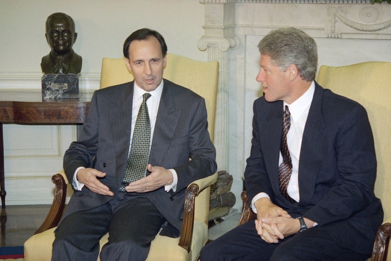 Paul Keating meets with then US President Bill Clinton in the Oval Office of the White House in 1993.