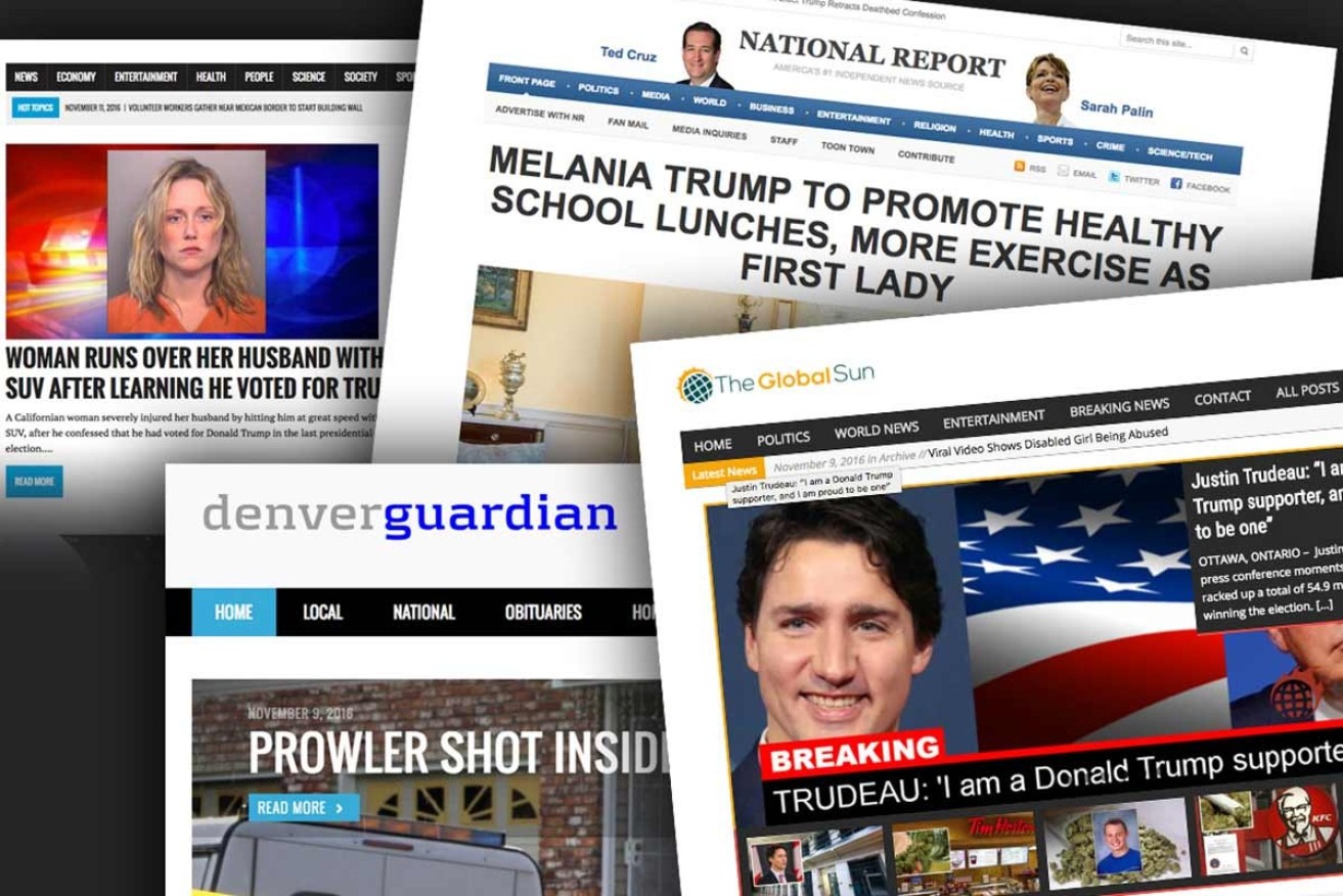 Examples of the fake news stories published during the US election.
