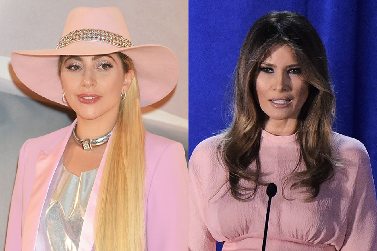 Lady Gaga (left) has taken aim at the first lady wannabe on Twitter.