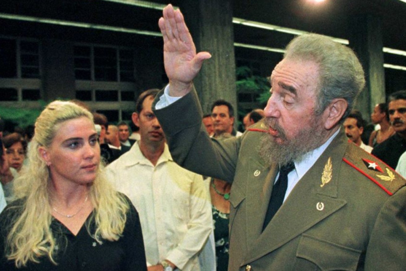 Maroney with Fidel Castro after her Jamaica-Cuba swim in 1999.