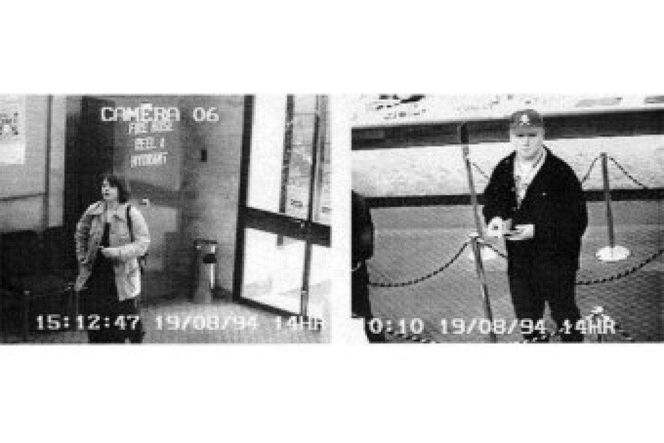 CCTV footage released in connection with the alleged robbery in 1994.