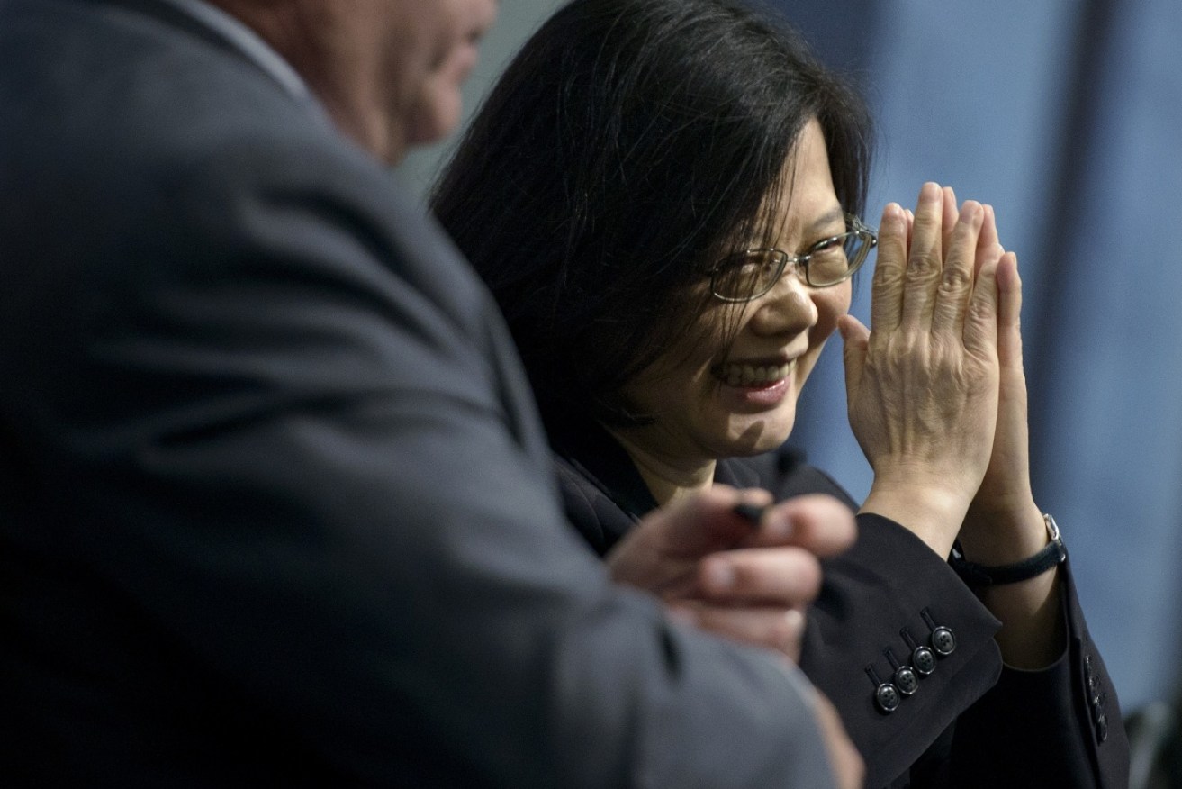 Dr Tsai Ing-wen, at the time a presidential candidate, speaks during an event  in Washington last year.
