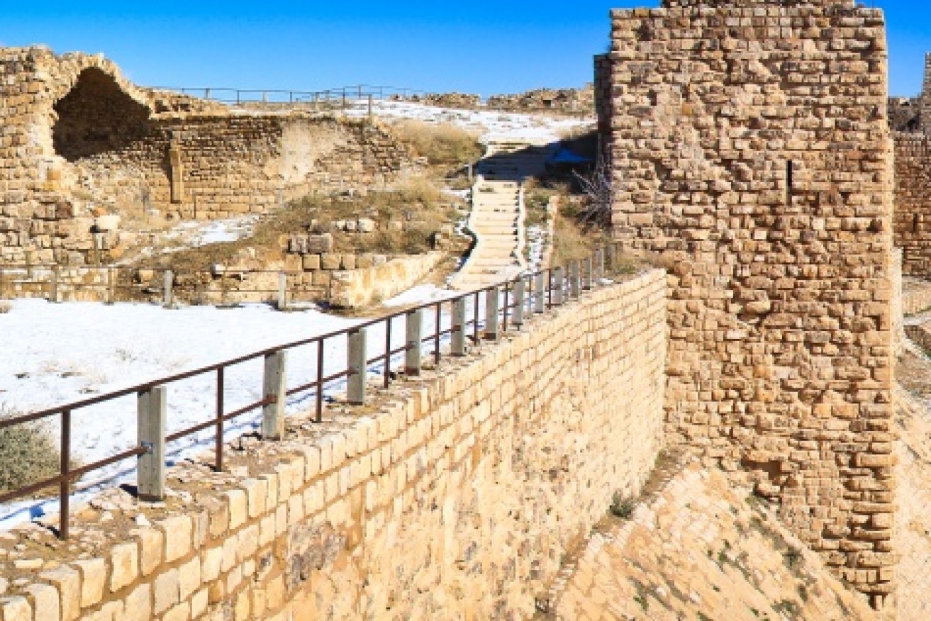 Karak Castle is a crusader castle on a hilltop a kilometre high, above the ancient Kings highway.
