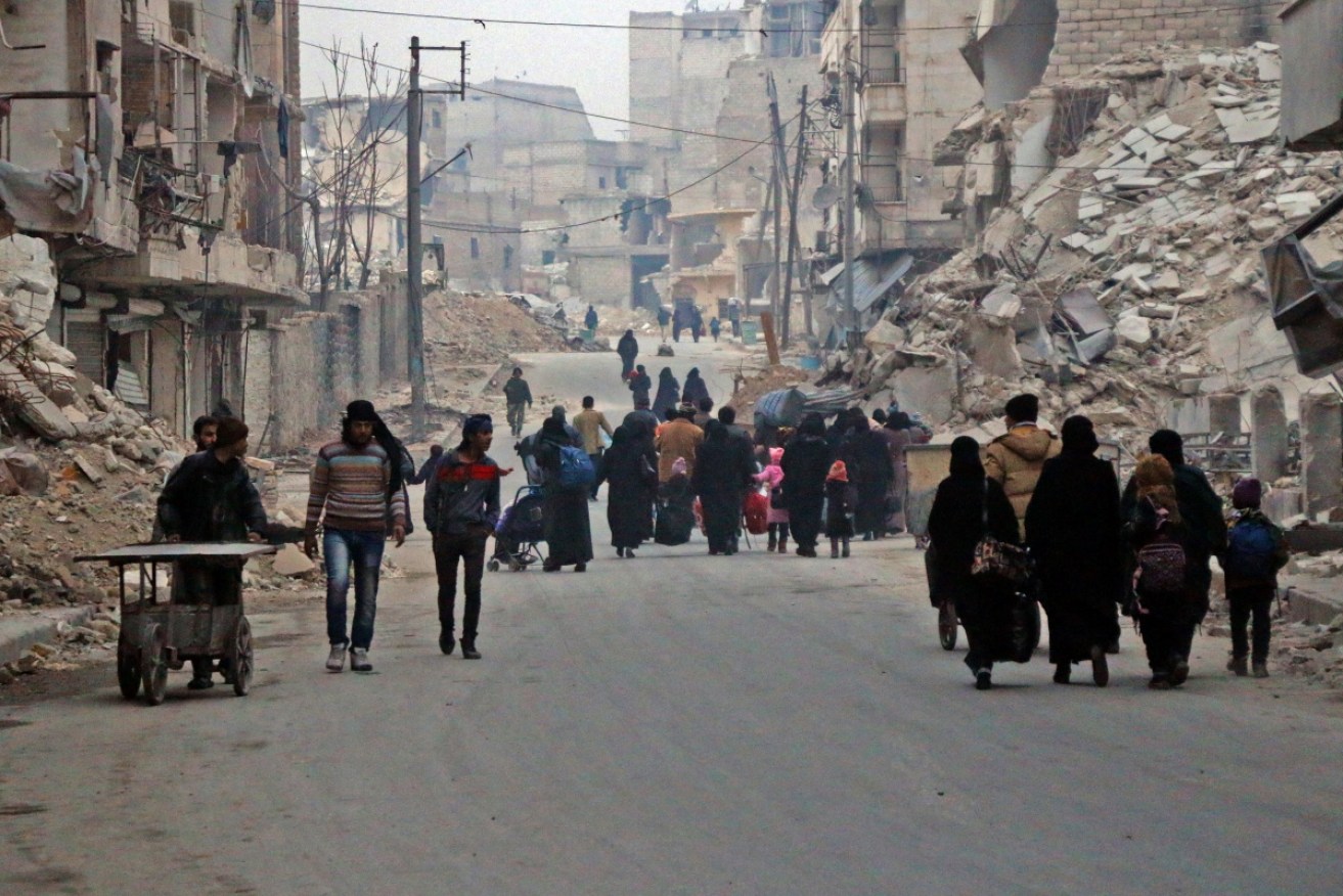 Thousands of people have fled the siege barricades since the aerial attack on Aleppo intensified two weeks ago. 