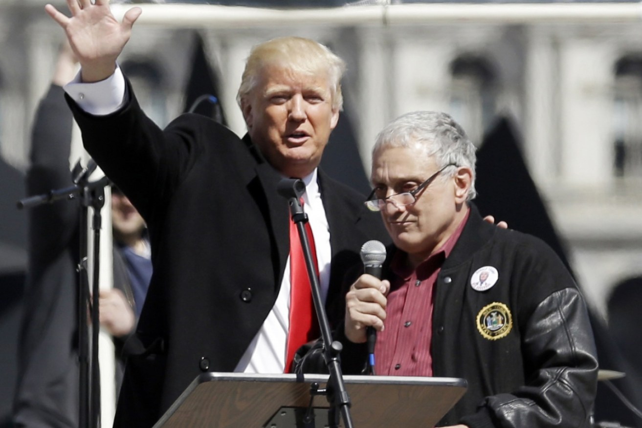 Donald Trump is joined by Carl Paladino during a gun rights rally in New York.