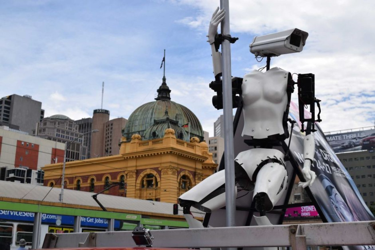 Giles Walker's robot made a splash on the streets of Melbourne.