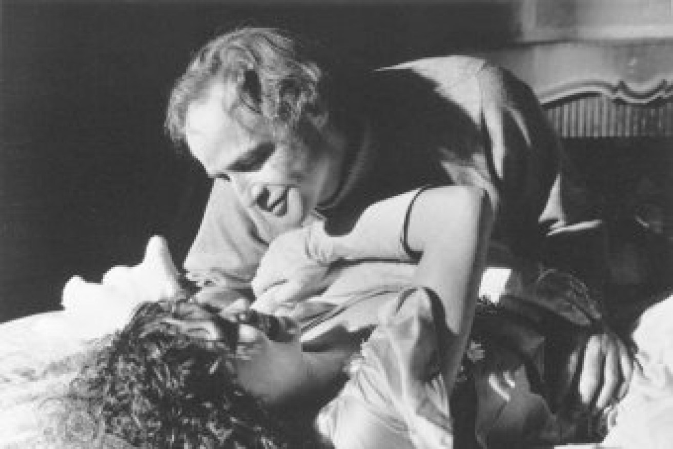 Marlon Brando, 48, and 19-year-old Maria Schneider in the infamous scene. 