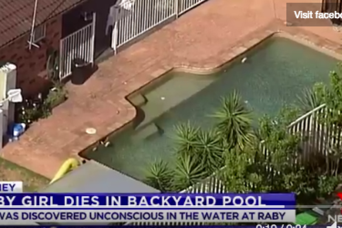 The backyard pool where the one-year-old girl died on Sunday. 