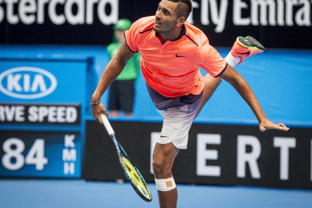 Nick Kyrgios failed to impress in Perth, hampered by a knee injury. 