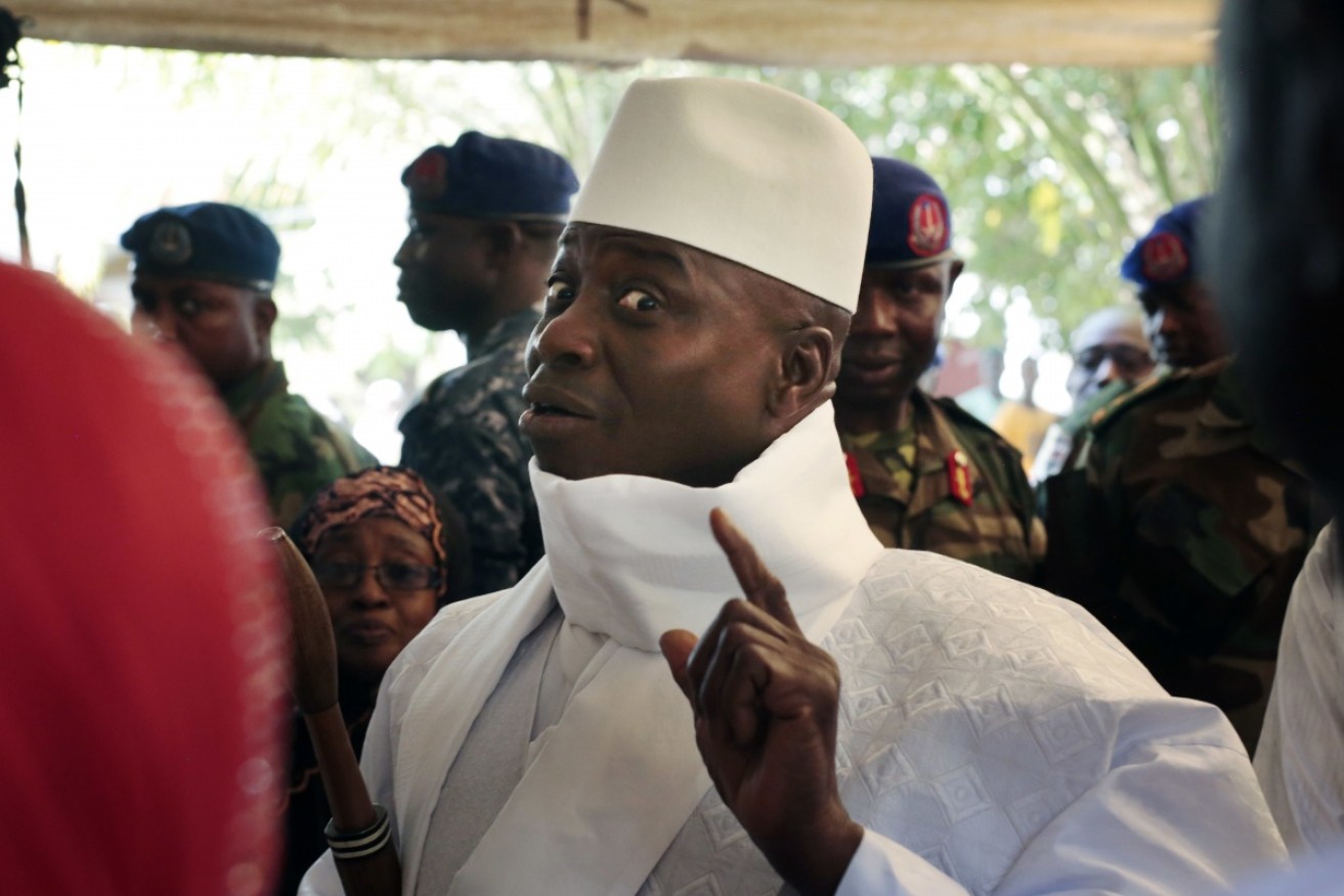 Gambia's President Yahya Jammeh pictured on polling day, December 1 2016. He lost the election but refuses to cede power. 