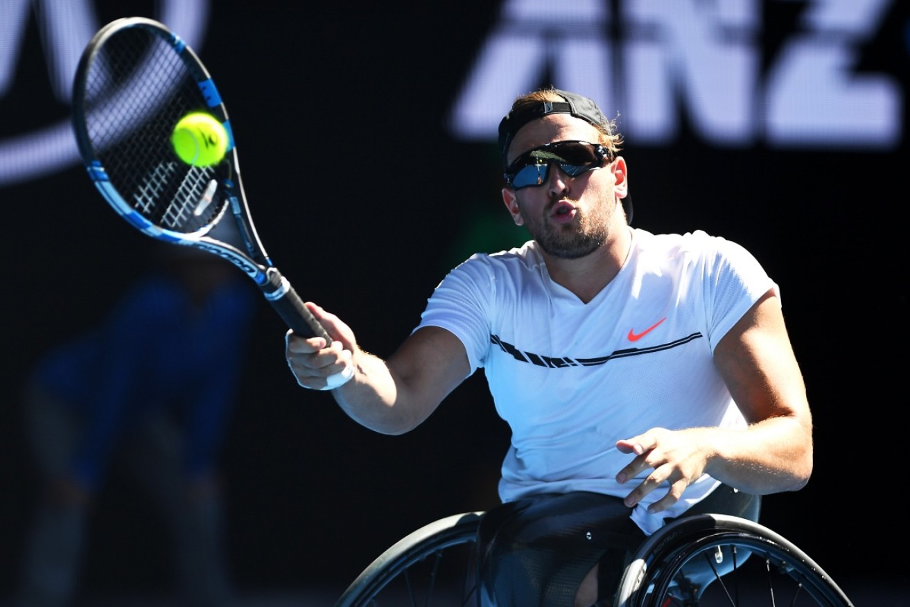 Australia's Dylan Alcott during his win over Andy Lapthorne in the Australian Open quad wheelchair singles final.