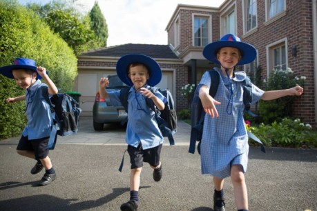 Joy as miracle triplets prepare for their first day at school