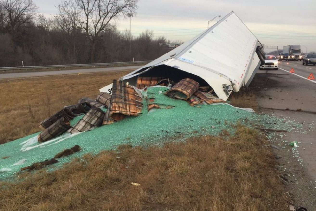The truck was carrying about 17 tonnes of marbles, police said.