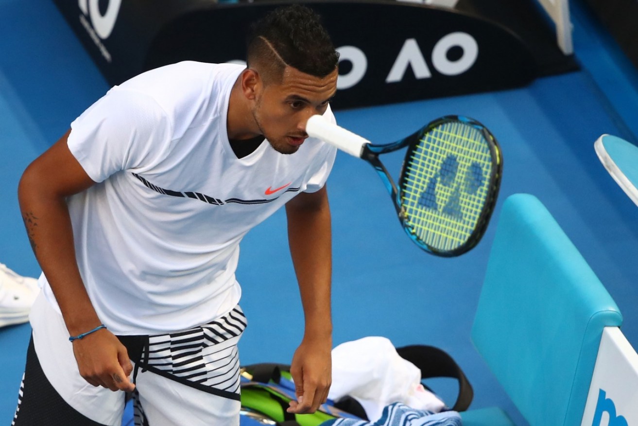 Nick Kyrgios was fined for racquet abuse and swearing during his meltdown against Andreas Seppi.