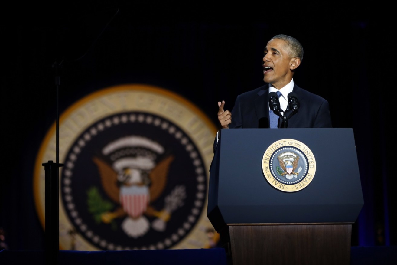 Barack Obama delivered his farewell to speech to a large and rapturous crowd. 