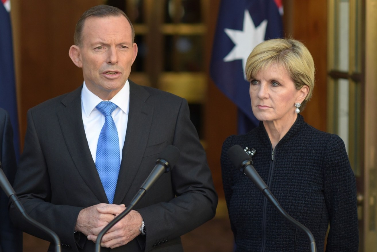 Tony Abbott and Julie Bishop have renewed hostilities in the Coalition over the Middle East.