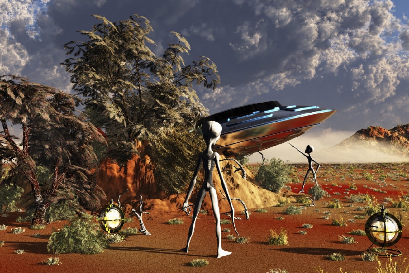 An artist's impression of the Roswell alien incident.