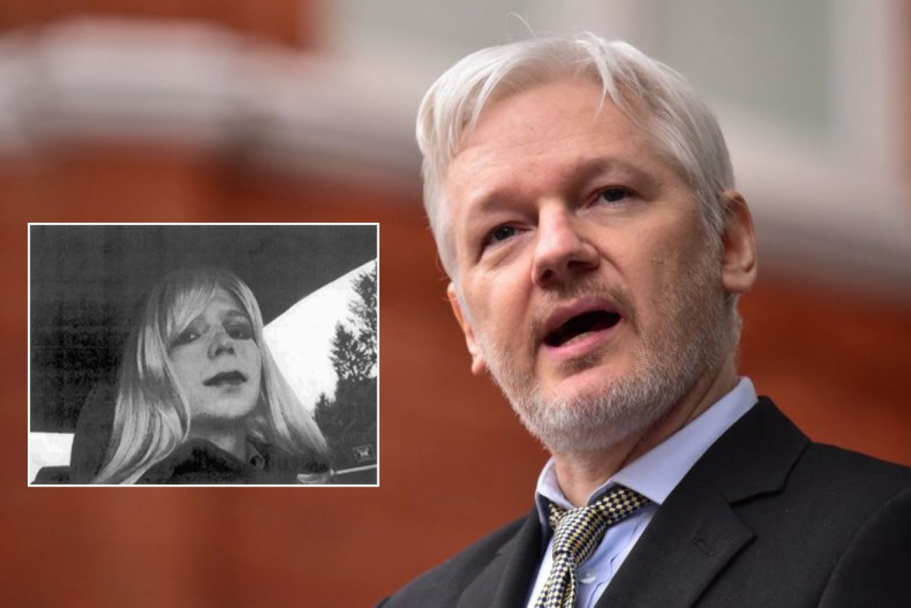 Chelsea Manning (inset) and Julian Assange: will he now hand himself in? 