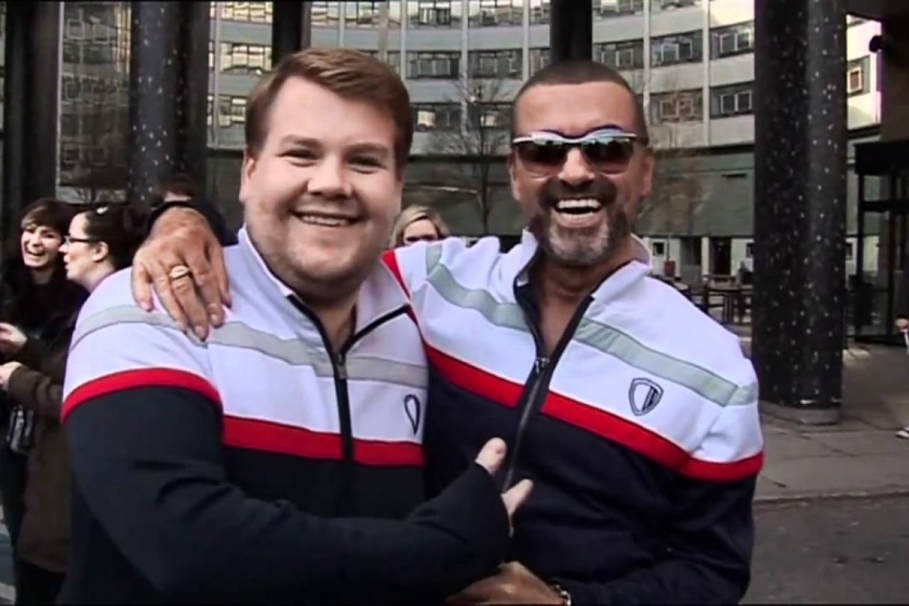 Corden and George Michael during the 2011 sketch that inspired Carpool Karaoke. 