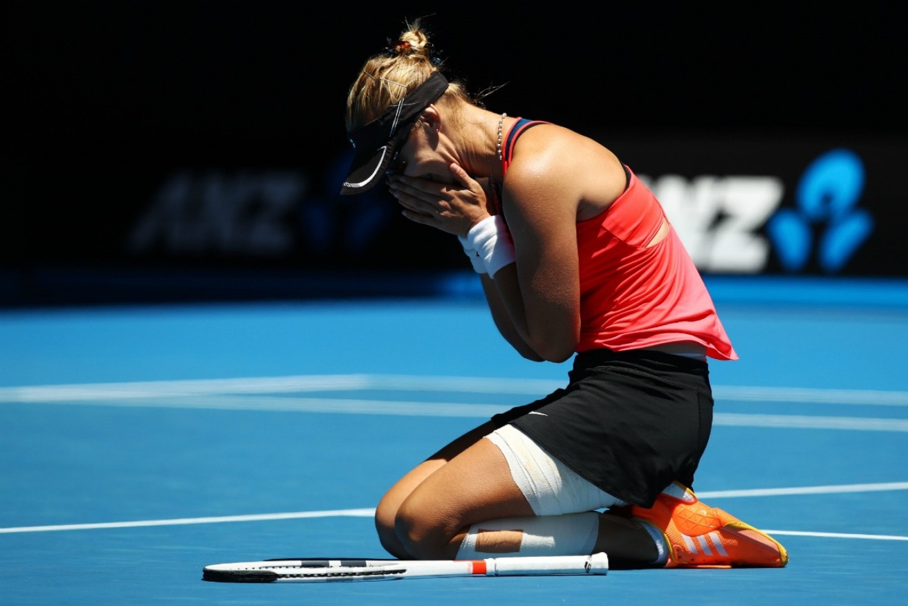 Lucic-Baroni was overcome with emotion following her win.