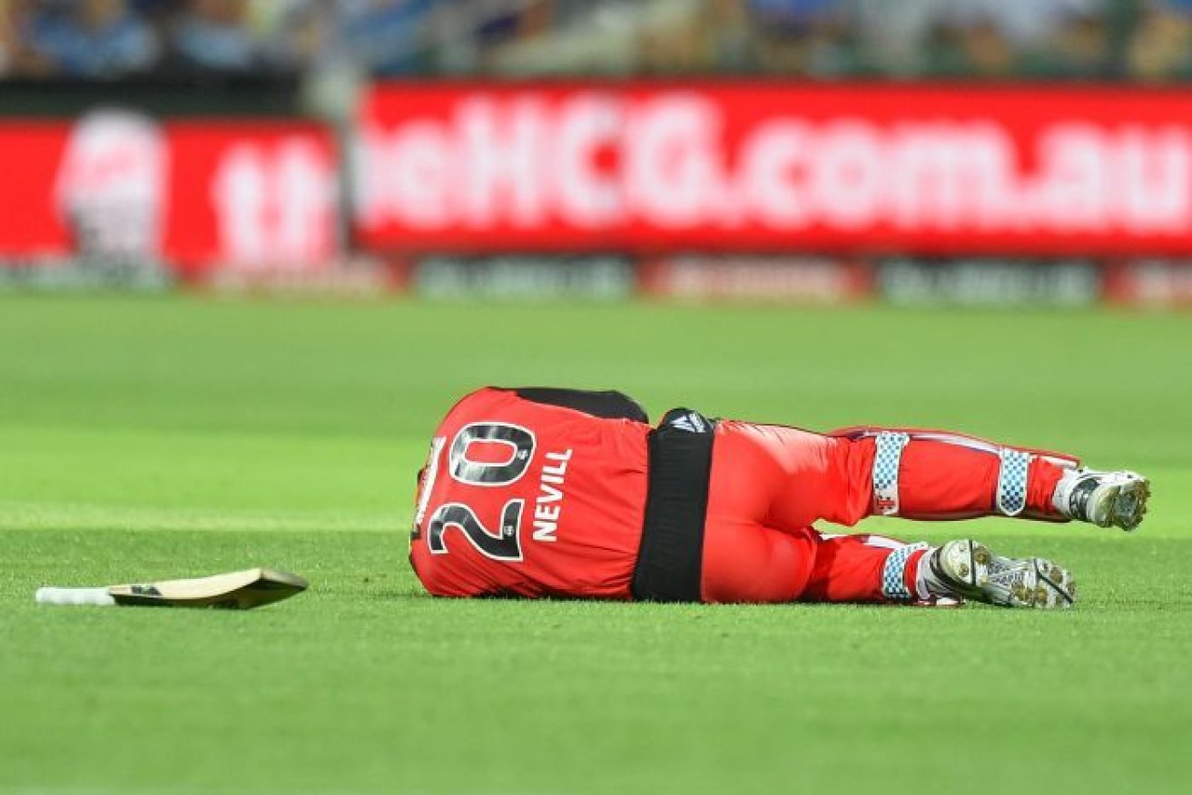 Nevill was taken to hospital for X-rays after the sickening blow. 