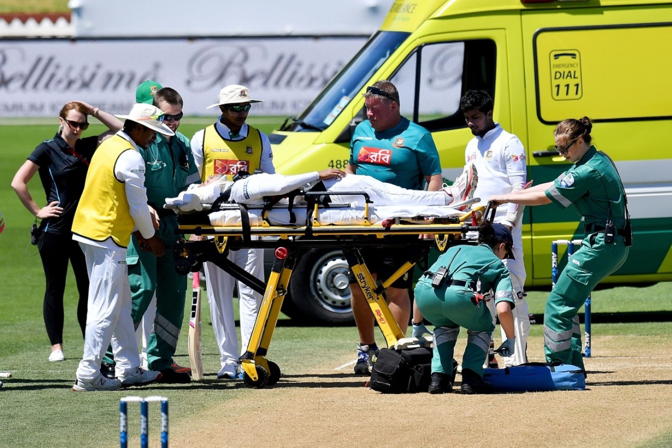 Mushfiqur Rahim was hospitalised after a vicious Tim Southee bouncer hit him on the head.