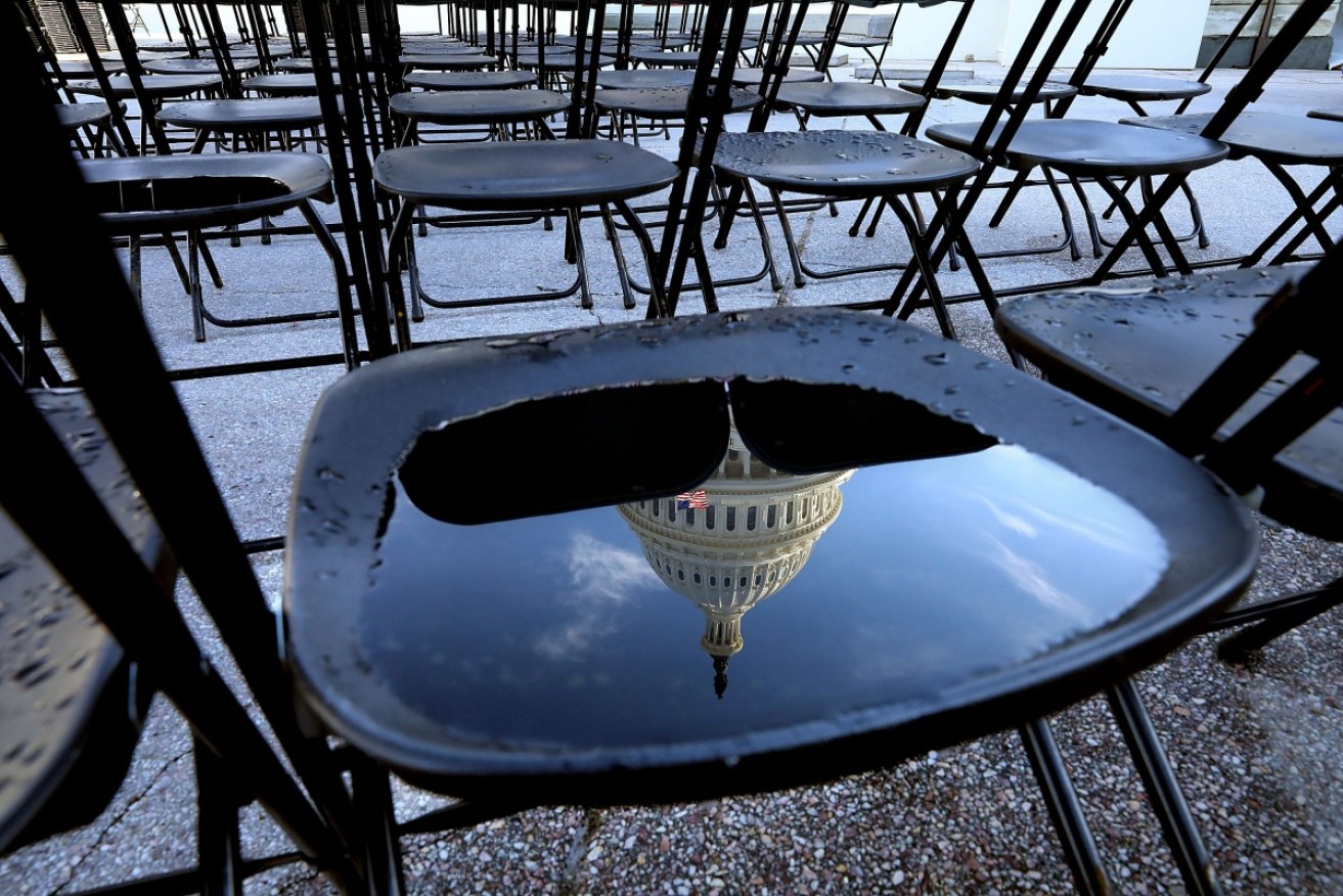 Many in Washington left the city for Donald Trump's rainy presidential inauguration.