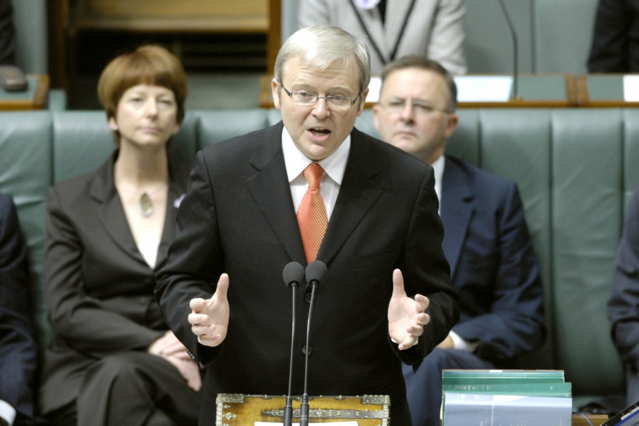 When Kevin Rudd apologised to the stolen generations, Peter Dutton stalked out of the chamber. <i>Photo: AAP</i>