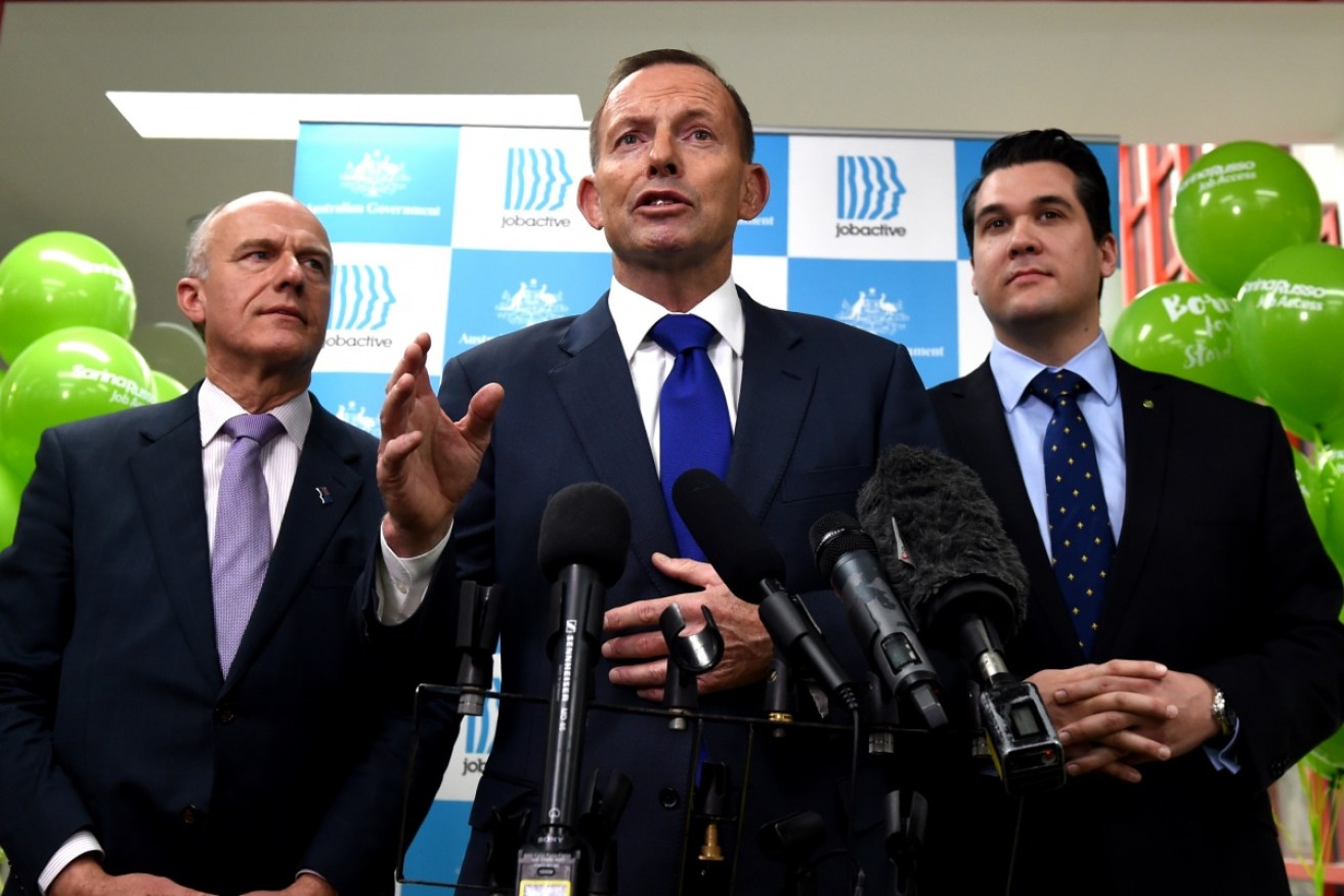Prime Minister Tony Abbott, Eric Abetz (right) and Deakin MP Michel Sukkar. 
