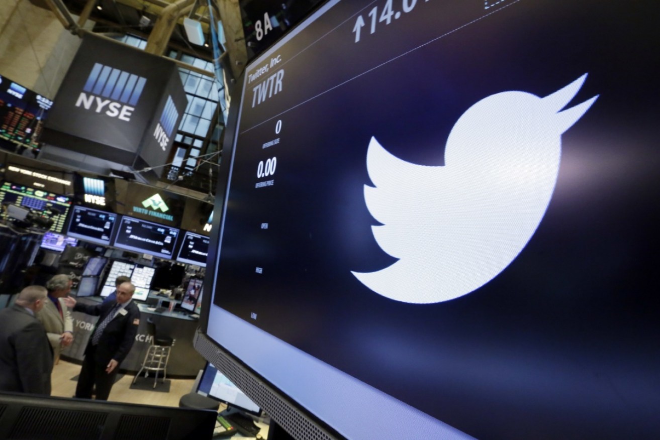 Twitter on the New York Stock Exchange – shares have tanked with lowered earnings guidance. 