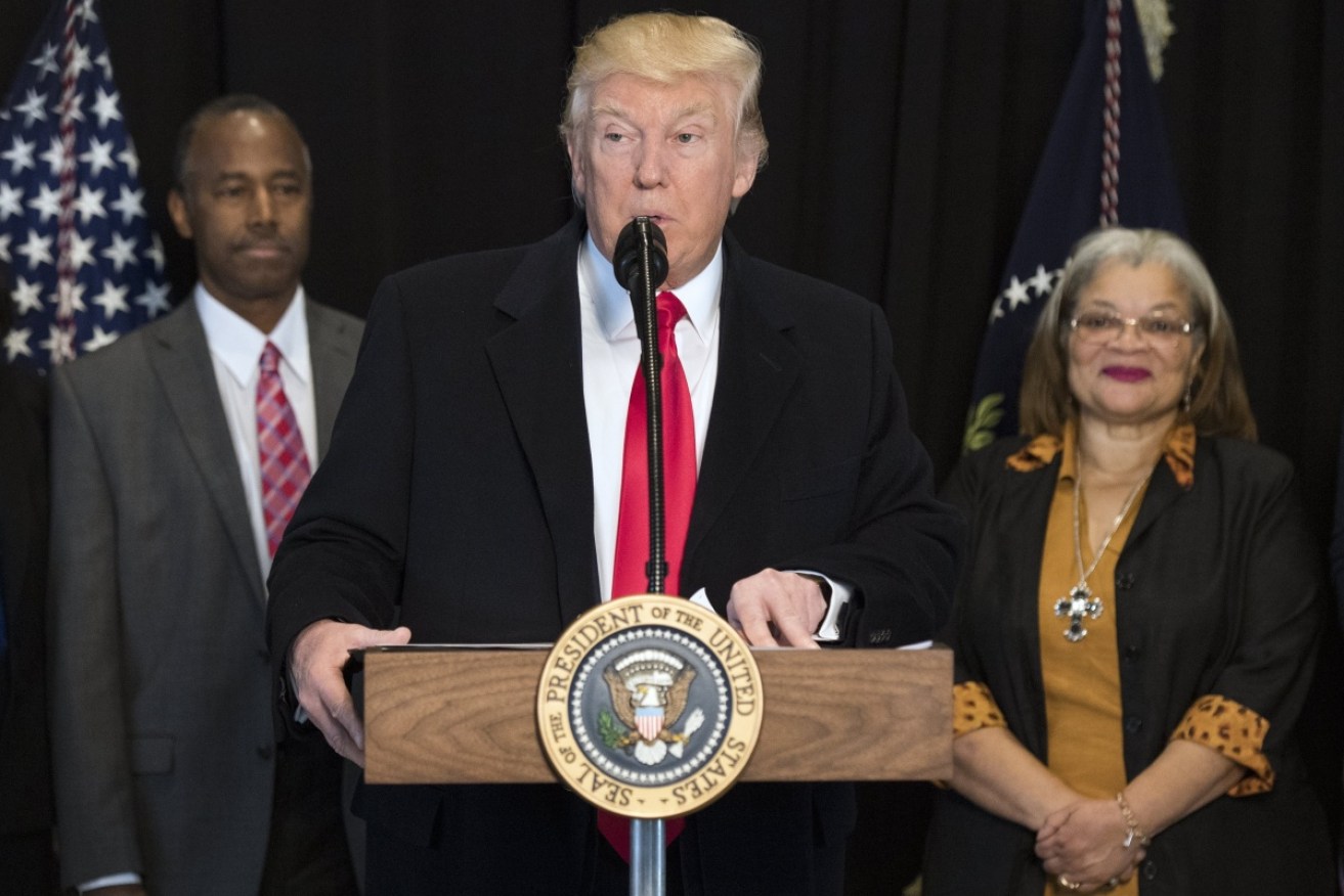 Donald Trump was joined by Dr Ben Carson and Martin Luther King Jr's niece Alveda King after touring the museum. 