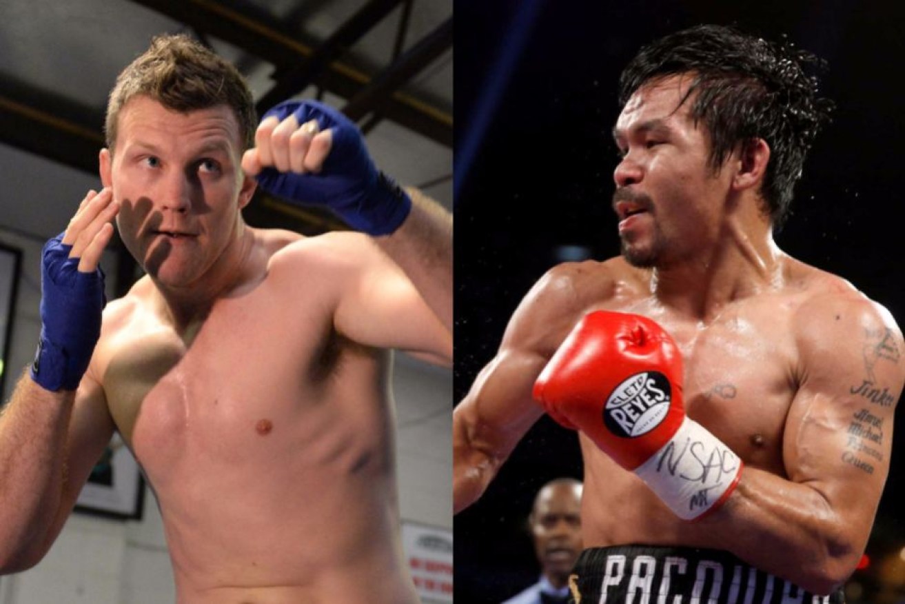 Manny Pacquiao (r) is keeping a low profile before he meets Jeeff Horn in Brisbane on Sunday. 