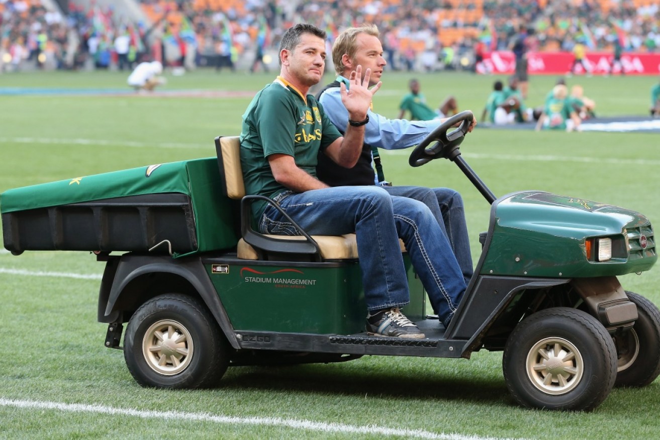 Joost van der Westhuizen makes an appearance in a 2012 match between the Springboks and All Blacks in Johannesburg. 