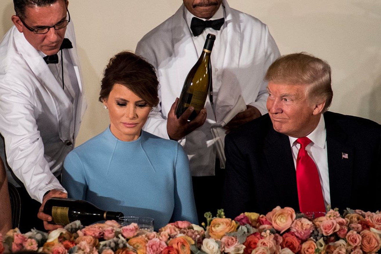 President Donald Trump with the First Lady Melania Trump at the Inaugural Luncheon.