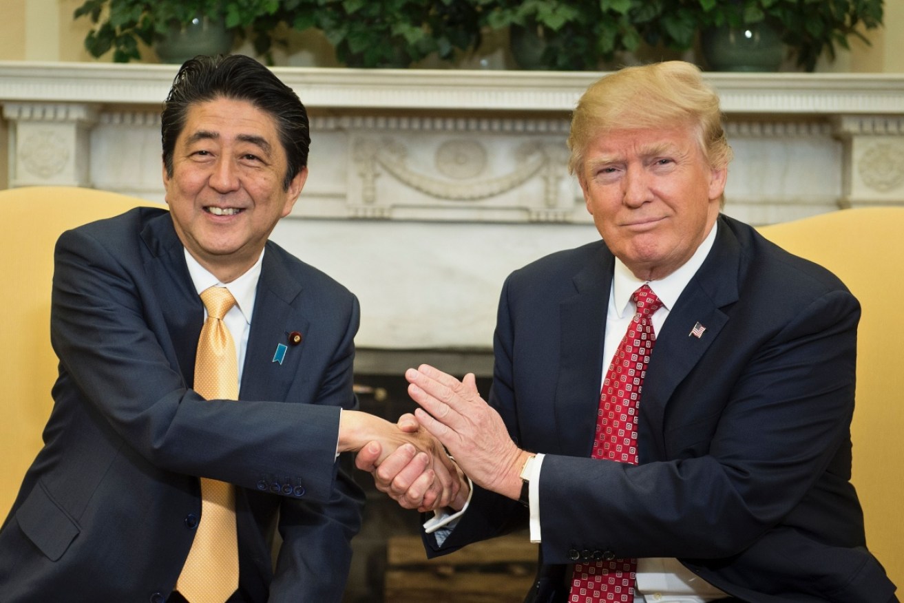 US President Donald Trump says he has "very good chemistry' with Japan's Prime Minister Shinzo Abe. Photo: Getty 