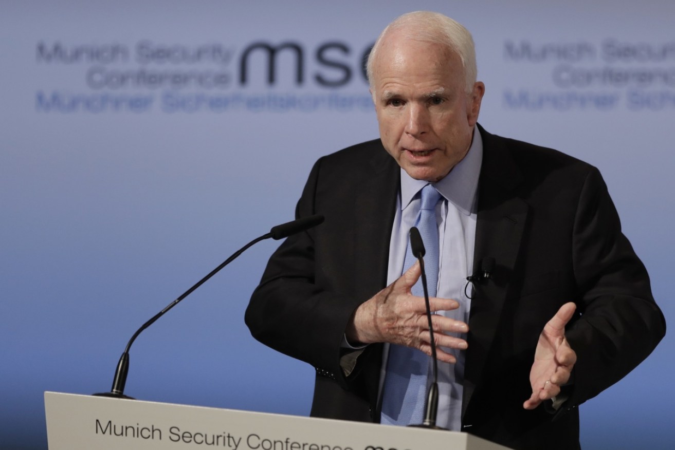 "I think that the Flynn issue obviously is something that shows that in many respects this administration is in disarray and they've got a lot of work to do," said Senator McCain, speaking at a security conference in Germany. Photo: AAP 