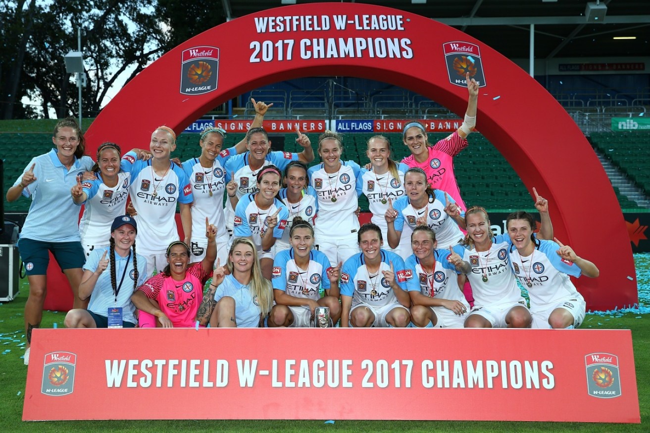 We are the champions: Melbourne City with the W-League trophy.