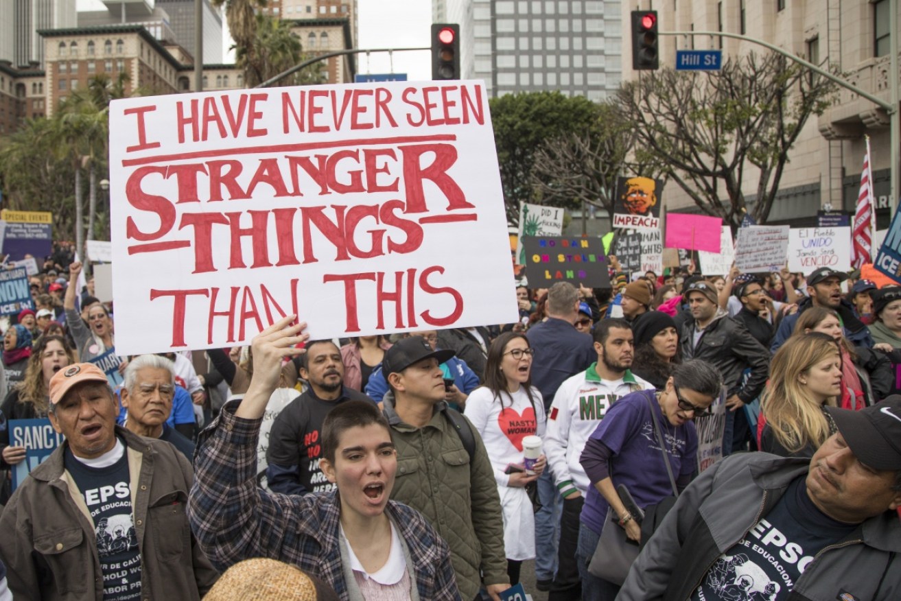 Californians have turned out in their thousands to protest their new president. 
