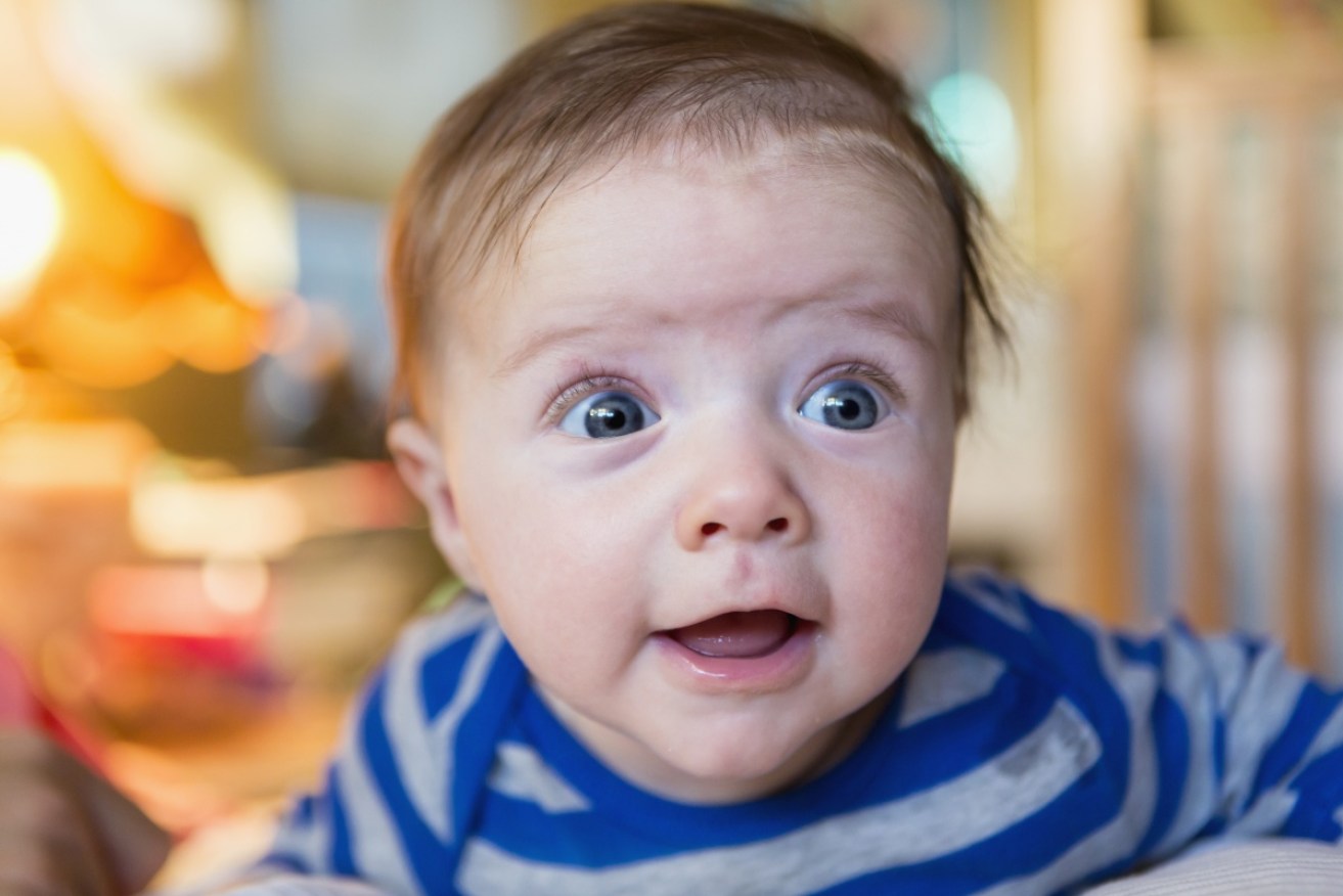 This baby probably just finished listening to <i>The Happy Song</i>.