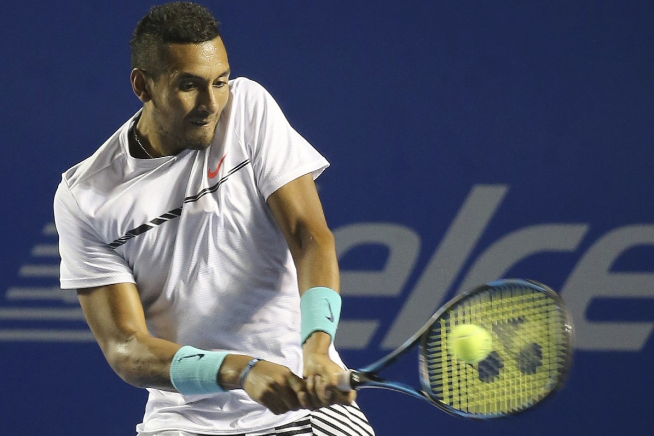 Nick Kyrgios's double-handed backhand in action against Sam Querrey.
