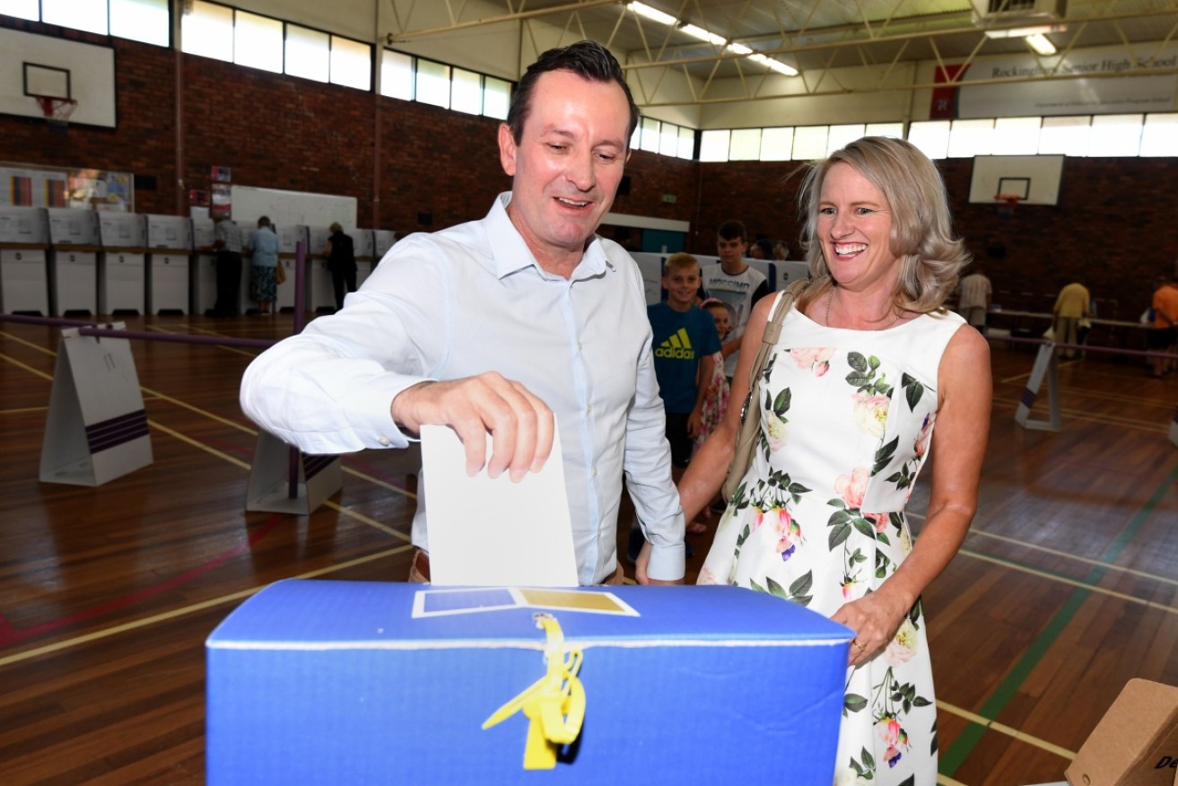 Mark McGowan and wife Sarah cast their vote on Saturday.