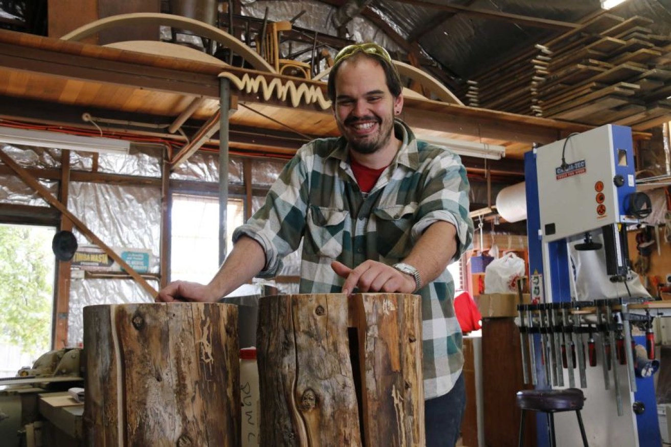 Tasmanian furniture maker Duncan Meerding lost all but 5 per cent of his vision at 18.